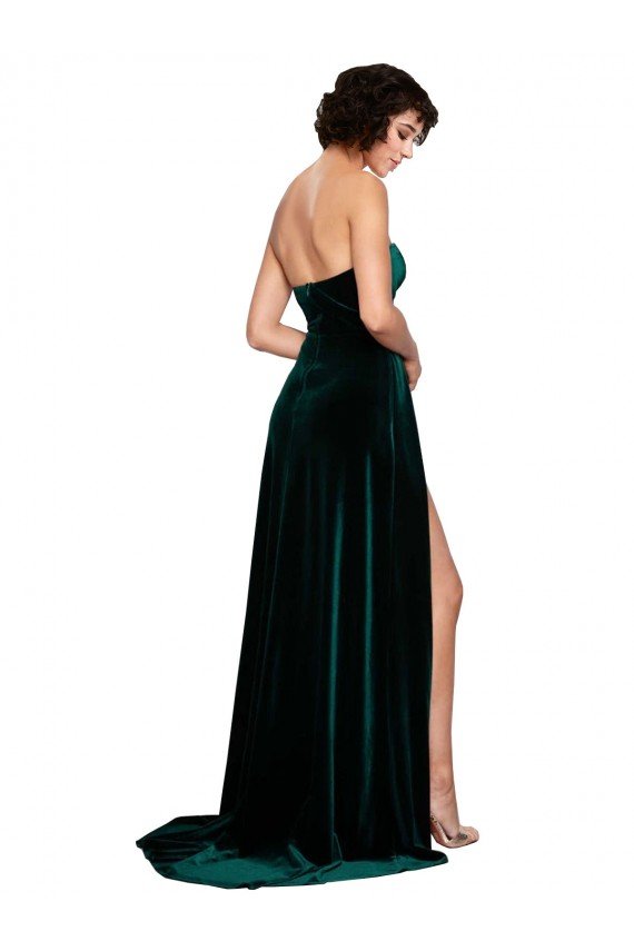 Best Sweetheart Fluid Velvet Prom Dress with High Split UK